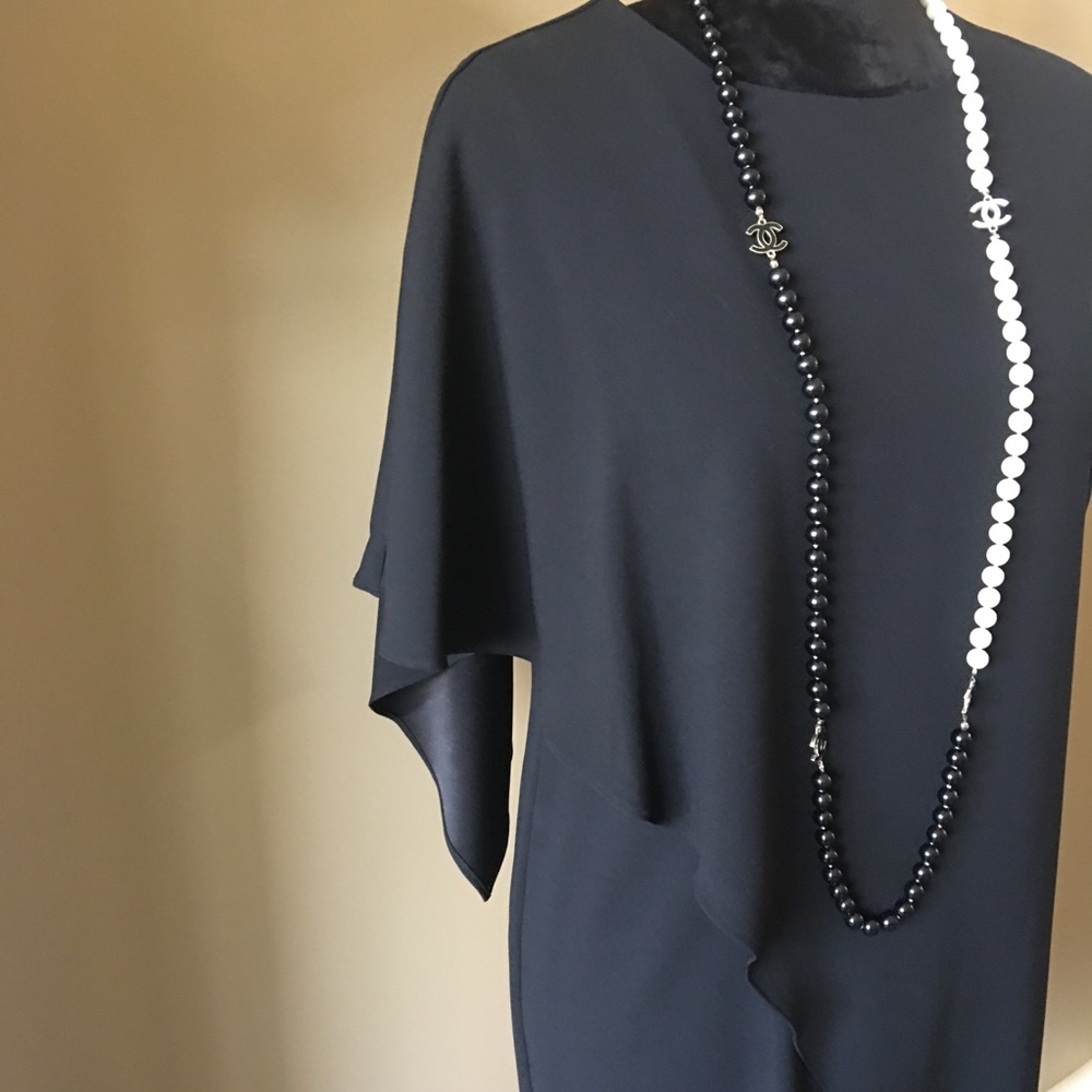 🖤 CHICO’S BLACK LABEL DRESS Short Sleeve, Asymmetrical ~ Sz S - Picture 7 of 10